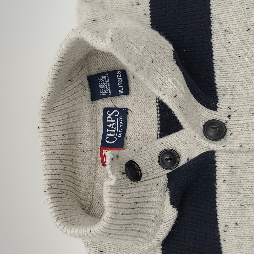 Chaps Nautical Striped Button Collar Sweater Men'… - image 3